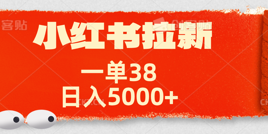 小红书拉新项目，一单38元！日入5000+【揭秘】-知联副业