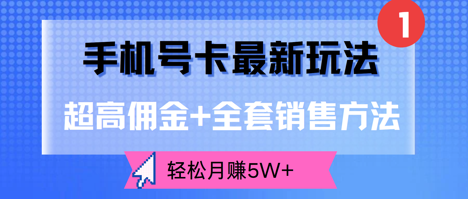 超高佣金+全套销售方法，手机号卡最新玩法，轻松月赚5W+-知联副业