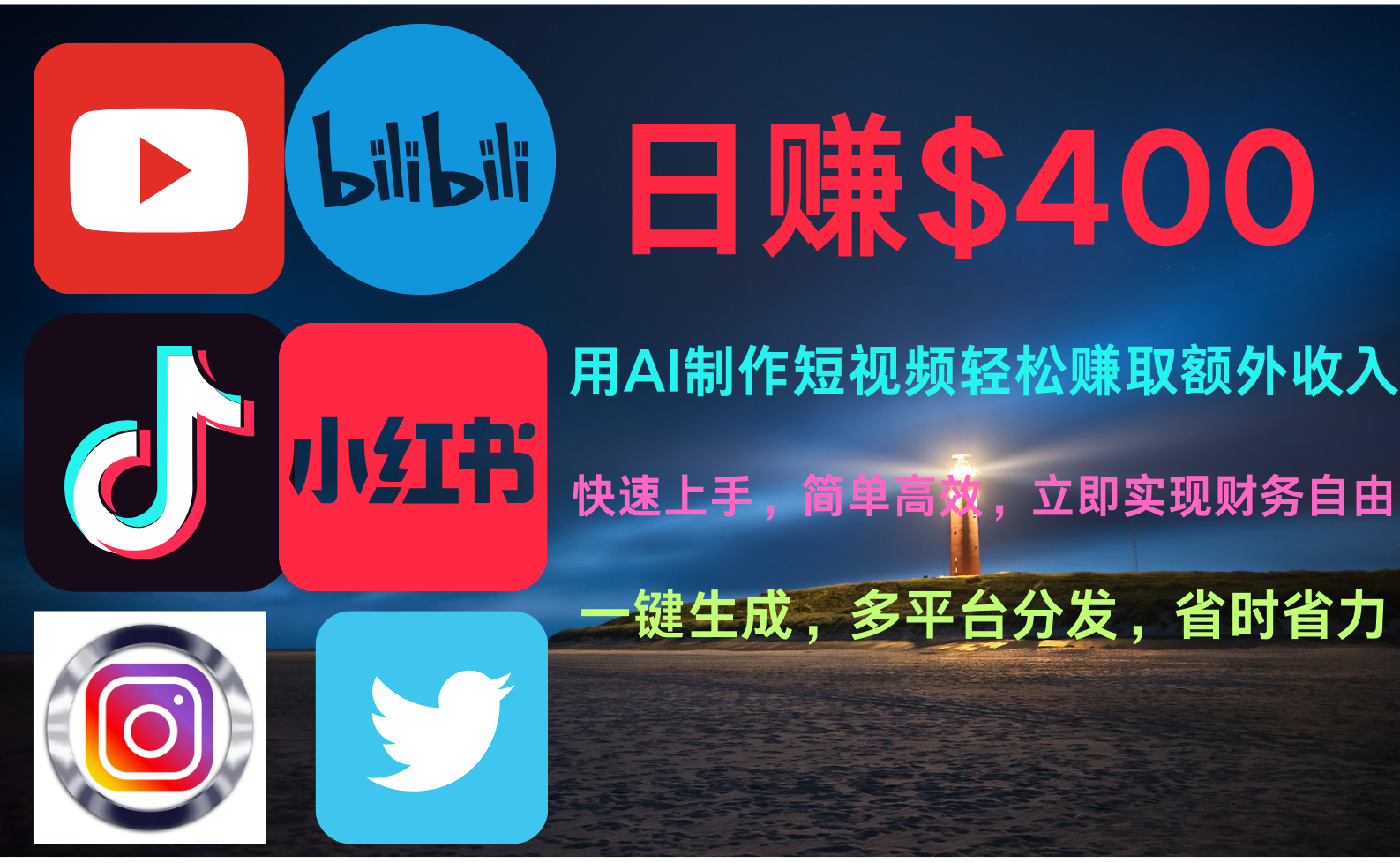 玩转全网视频平台，创造视频就能轻松赚取每天400美金-知联副业