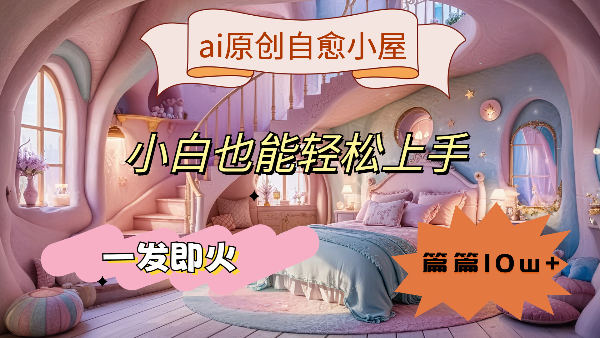 ai原创治愈小屋，小白也能轻松上手，一发即火，篇篇10w+-知联副业