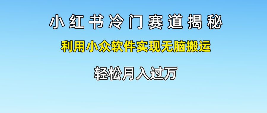 小红书冷门赛道揭秘,轻松月入过万，利用小众软件实现无脑搬运，-知联副业