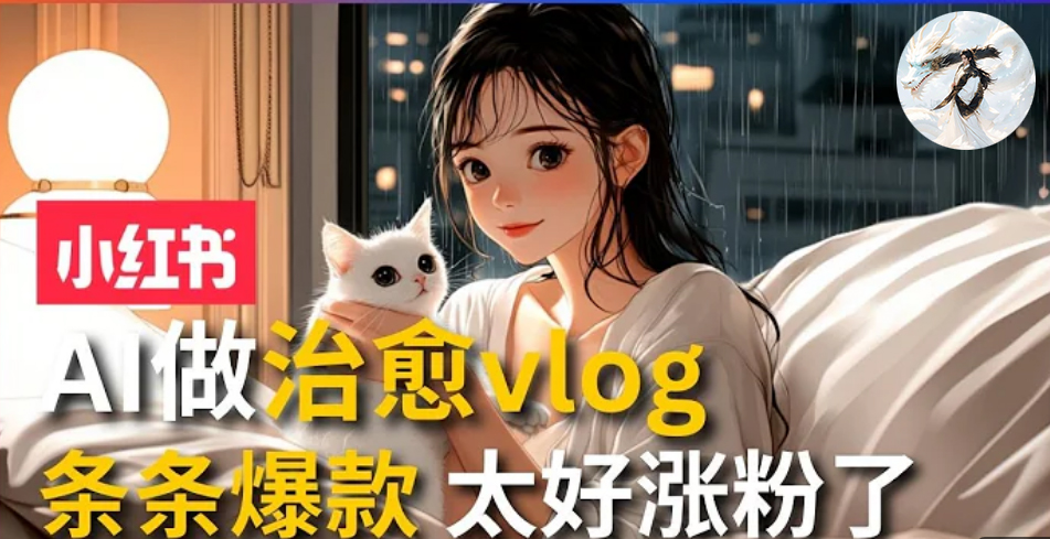 AI治愈系vlog动画视频，小红书7天 涨粉破千，商单报价1500+，0成本制作，日入2000+，有手就会 -知联副业