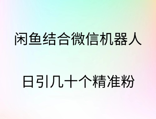 闲鱼结合微信机器人，日引几十个精准粉-知联副业