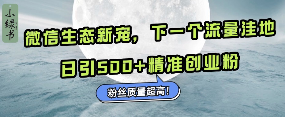 微信生态新宠小绿书：下一个流量洼地，粉丝质量超高，日引500+精准创业粉，-知联副业