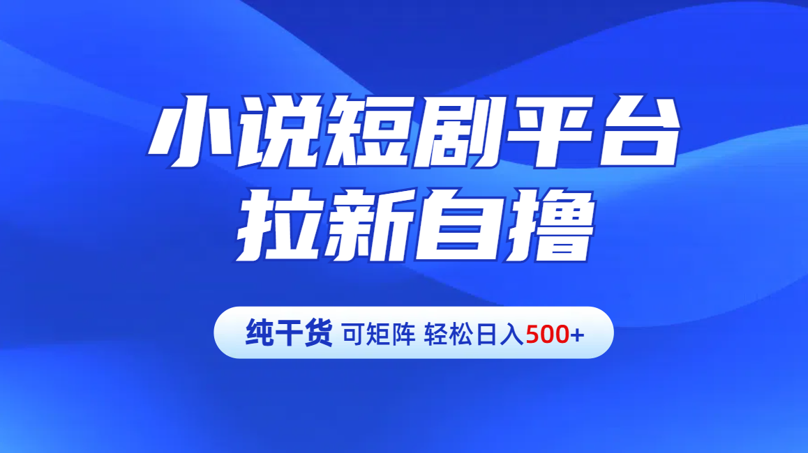 【纯干货】小说短剧平台拉新自撸玩法详解-单人轻松日入500+-知联副业