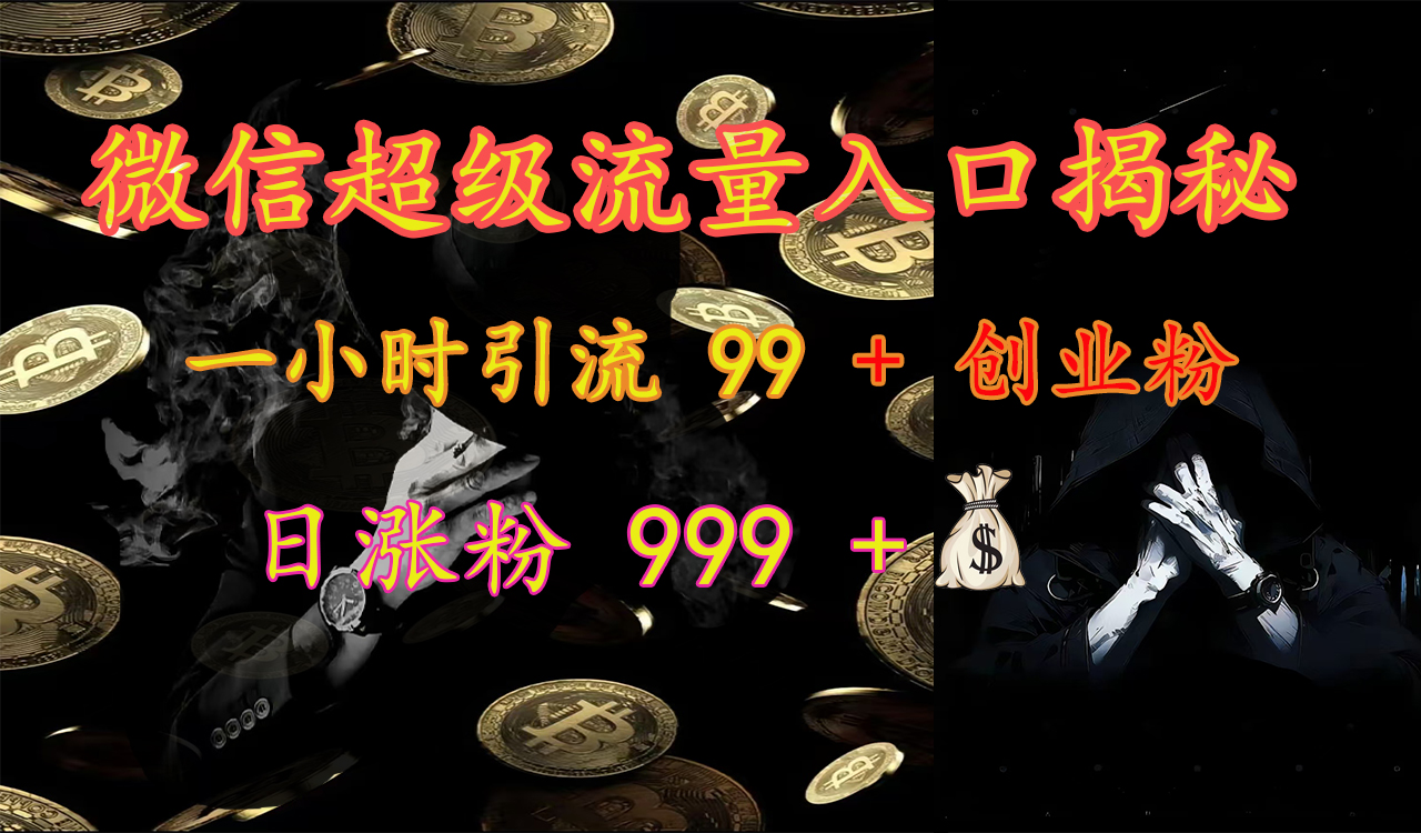 微信超级流量入口揭秘：一小时引流 99 + 创业粉，日涨粉 999 +【揭秘】-知联副业