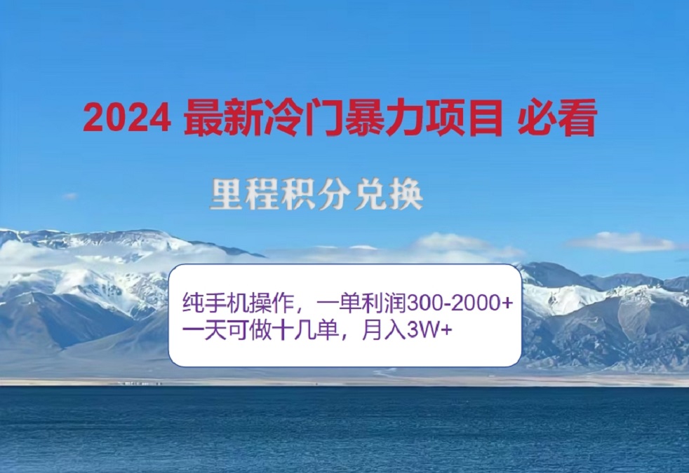 2024惊爆冷门暴利！出行高峰来袭，里程积分，高爆发期，一单300+—2000+，月入过万不是梦！-知联副业