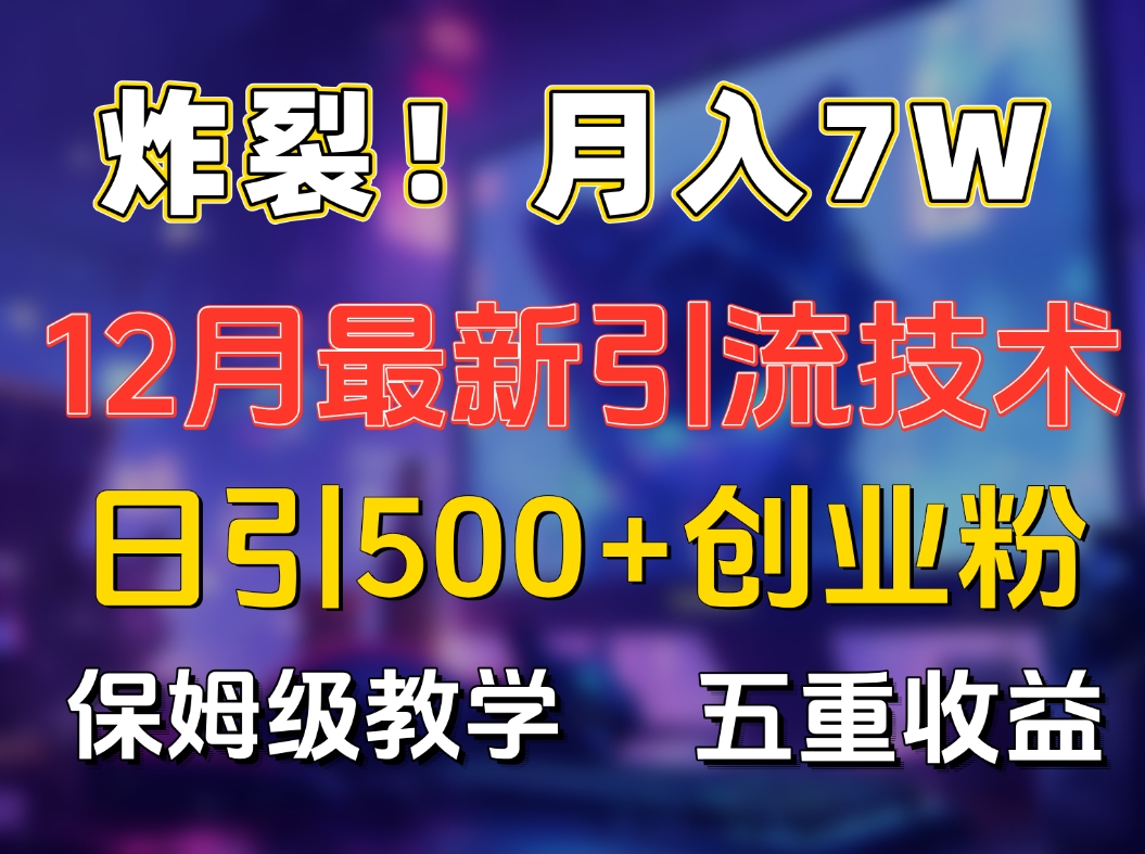 炸裂！月入7W+揭秘12月最新日引流500+精准创业粉，多重收益保姆级教学-知联副业