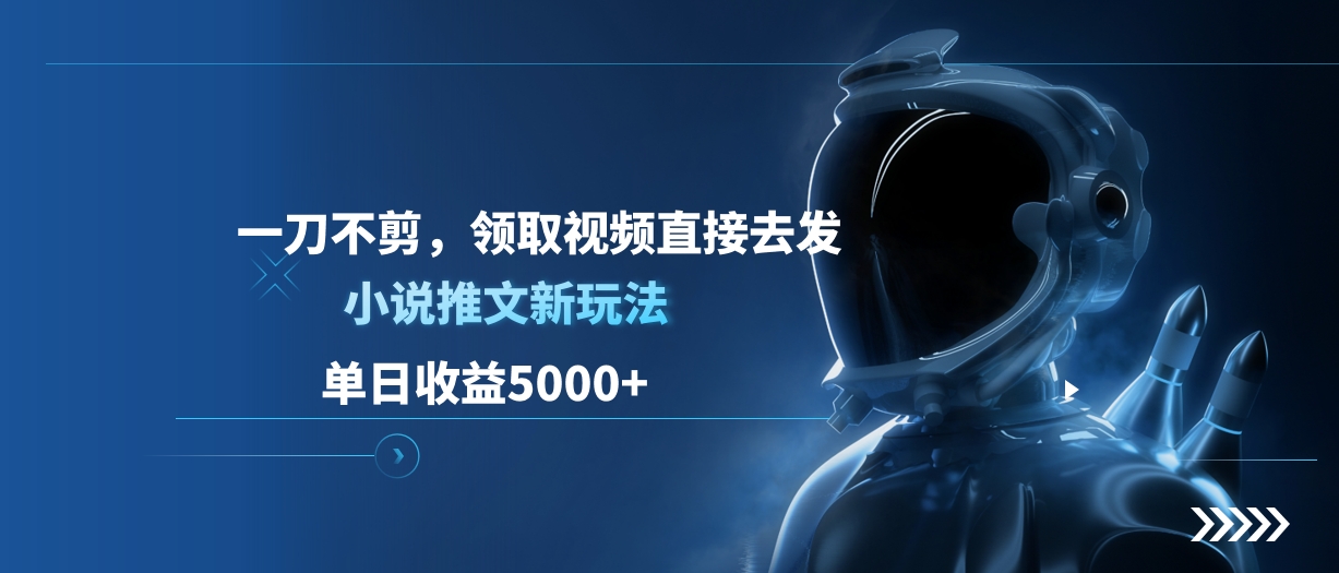 单日收益5000+，小说推文新玩法，一刀不剪，领取视频直接去发-知联副业