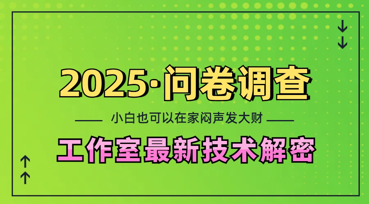 2025《问卷调查》最新工作室技术解密：一个人在家也可以闷声发大财，小白一天200+，可矩阵放大-知联副业