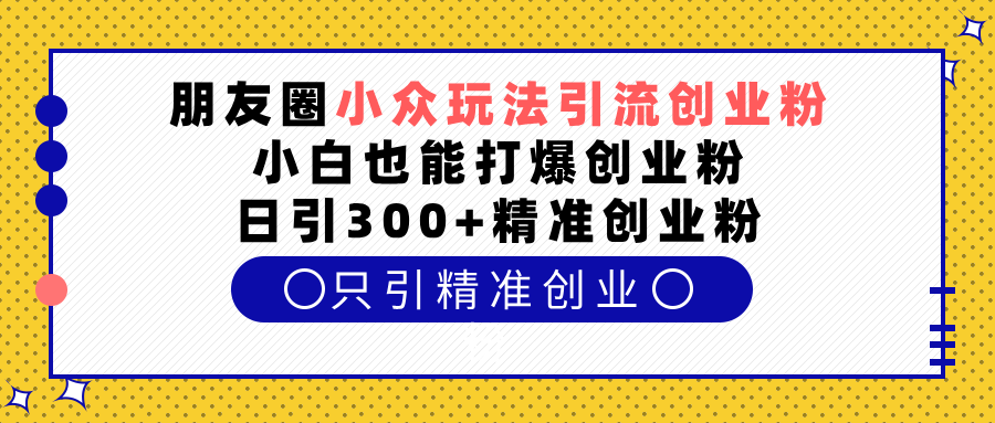 朋友圈小众玩法引流创业粉，小白也能打爆创业粉，日引300+精准创业粉-知联副业