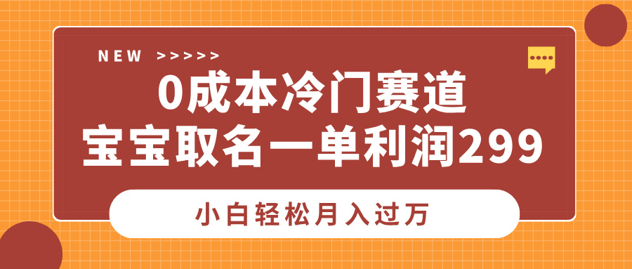 0成本冷门赛道，宝宝取名一单利润299，小白轻松月入过万-知联副业