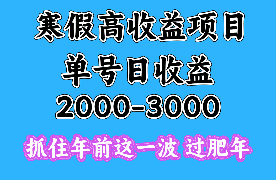寒假期间一天收益2000-3000+，抓住年前这一波-知联副业