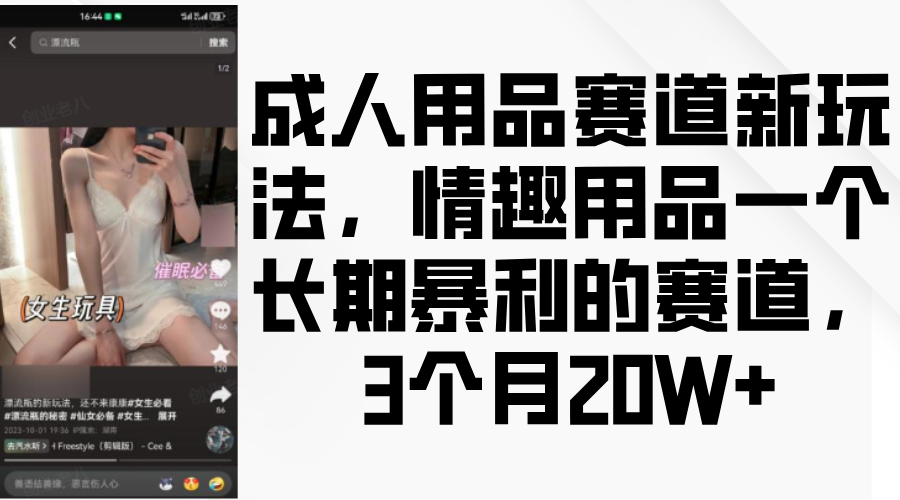 情趣用品一个长期暴利的赛道，成人用品赛道新玩法，3个月20W+-知联副业