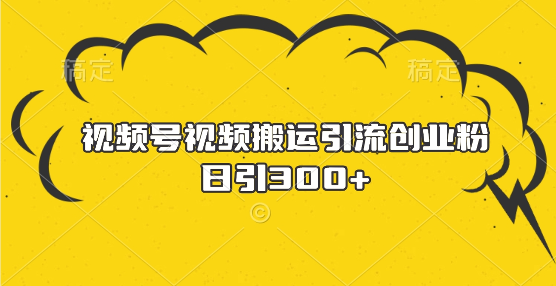 视频号视频搬运引流创业粉，日引300+-知联副业