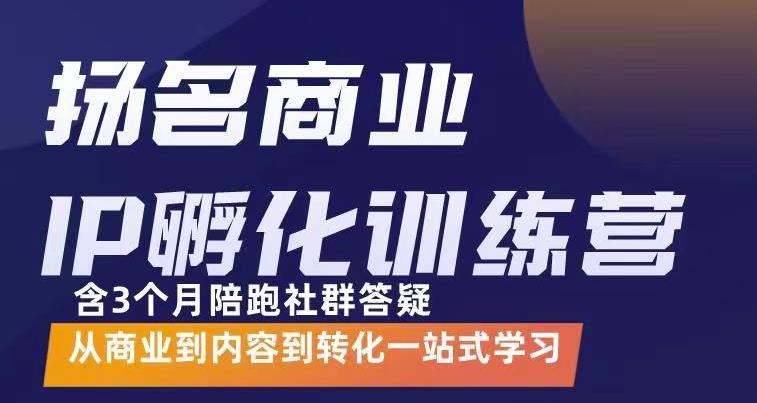 【副业项目3580期】商业IP孵化训练营：从商业到内容到转化一站式学 ，教你怎样打造商业ip-知联副业
