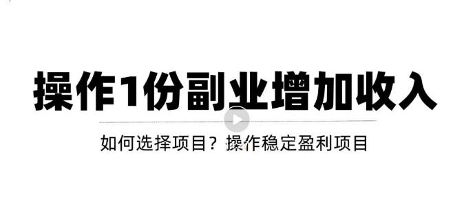 【副业项目3695期】新手如何通过操作副业增加收入，从项目选择到玩法分享！【视频教程】-知联副业