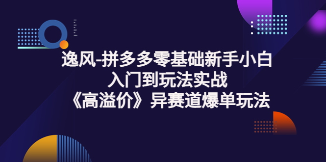 【副业项目3877期】逸风-拼多多新手小白入门到玩法实战，异赛道爆单玩法实操课-知联副业