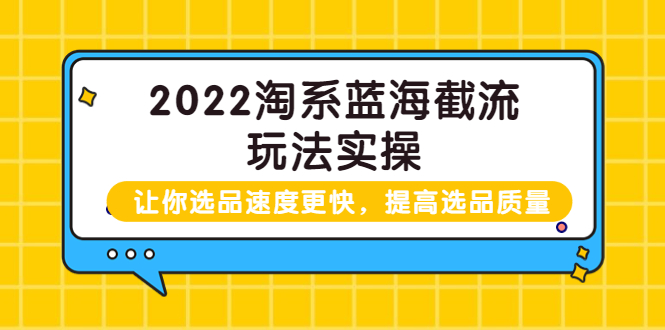 【副业项目3995期】2022淘系蓝海截流玩法实操：让你选品速度更快，提高选品质量（价值599）-知联副业