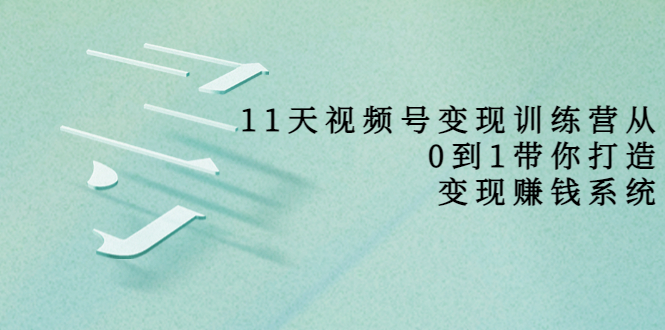 【副业项目4003期】11天视频号变现训练营，从0到1打造变现赚钱系统-知联副业