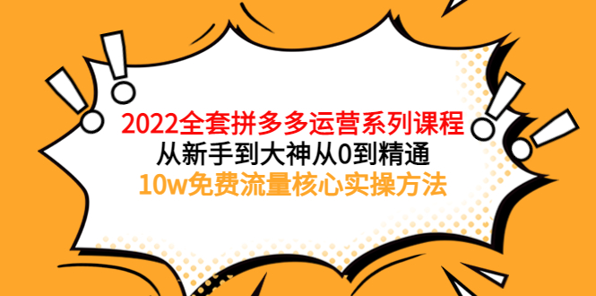 【副业项目4045期】2022全套拼多多运营课程：新手怎么做拼多多电商，10w免费流量核心实操方法-知联副业