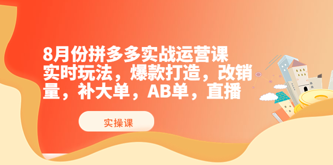 【副业项目4075期】拼多多实战运营课，实时玩法，爆款打造，改销量，补大单，AB单，直播-知联副业