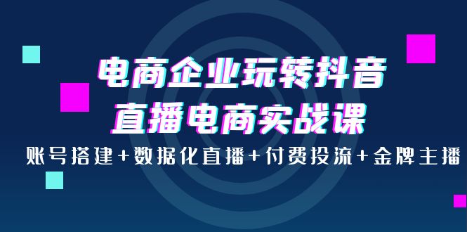 【副业项目4147期】电商企业玩转抖音直播电商实战课：账号搭建+数据化直播+付费投流+金牌主播-知联副业