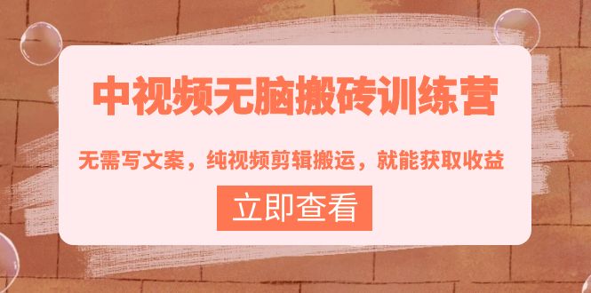 【副业项目4219期】中视频无脑搬砖项目：无需写文案，纯视频剪辑搬运，就能获取收益！-知联副业