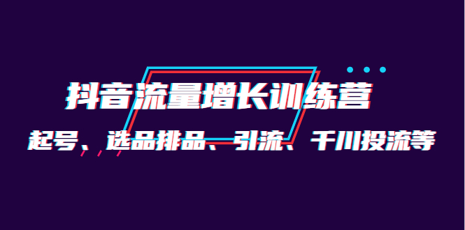【副业项目4335期】月销1.6亿实操团队·抖音流量增长训练营：起号、选品排品、引流 千川投流等-知联副业