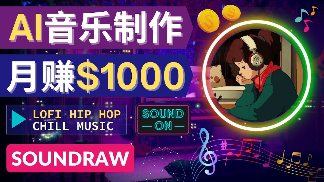 【副业项目4535期】无需任何音乐基础： 使用AI软件制作Lofi Hip Hop Chill Music 月赚1000美元-知联副业
