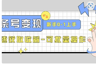【副业项目4839期】2023头条号实操变现课：新手0-1轻松上手，快速获取收益-可批量操作-知联副业