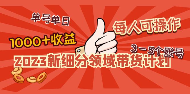 【副业项目5040期】2023新细分领域带货计划：单号单日1000+收益不难，每人可操作3-5个账号-知联副业