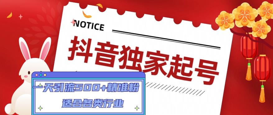 【副业项目5106期】抖音独家起号，一天引流500+精准粉，适合各类行业（9节视频课）-知联副业