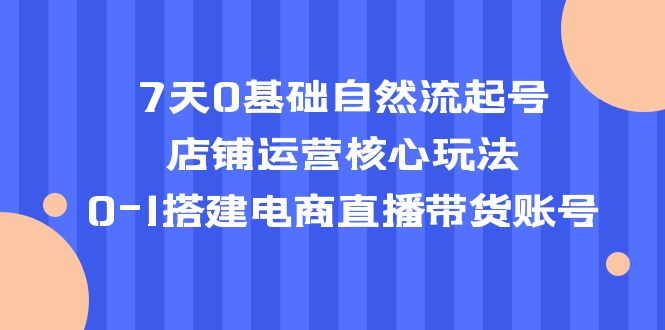 【副业项目5468期】7天0基础自然流起号，店铺运营核心玩法，0-1搭建电商直播带货账号-知联副业