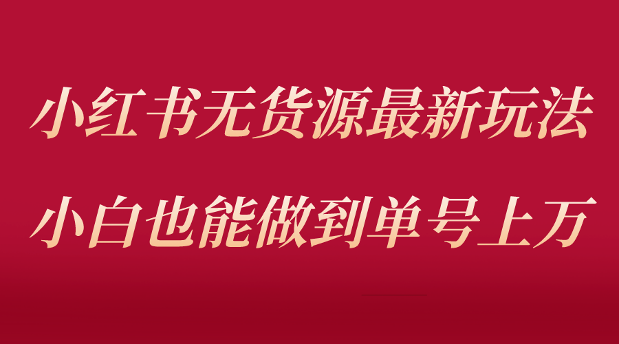 【副业项目5715期】小红书无货源最新螺旋起号玩法，电商小白也能做到单号上万（收费3980）-知联副业