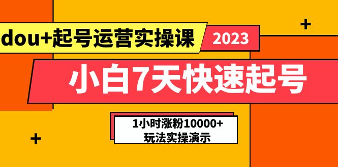 【副业项目5906期】小白7天快速起号：dou+起号运营实操课，实战1小时涨粉10000+玩法演示-知联副业