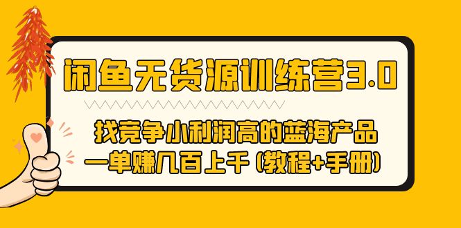 【副业项目5755期】闲鱼无货源训练营3.0 找竞争小利润高的蓝海产品 一单赚几百上千(教程+手册)-知联副业