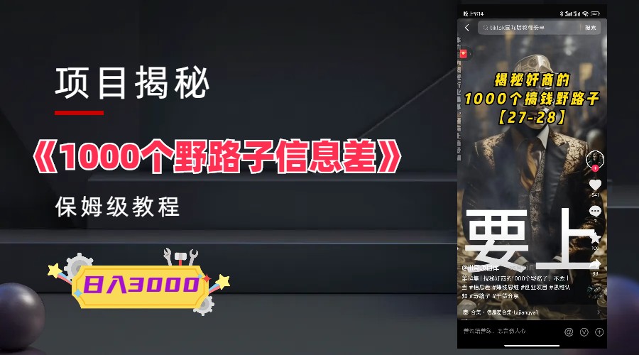 【副业项目6163期】1000个野路子信息差保姆式教程-单日变现3000+的玩法解密-知联副业