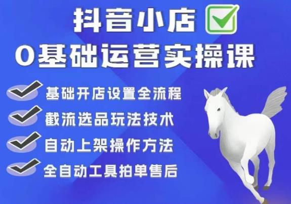 【副业项目6317期】白马电商·0基础抖店运营实操课，基础开店设置全流程，截流选品玩法技术-知联副业