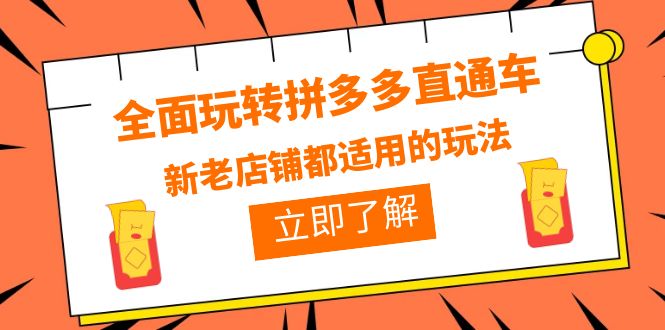 【副业项目6359期】全面玩转拼多多直通车，新老店铺都适用的玩法（12节精华课）-知联副业