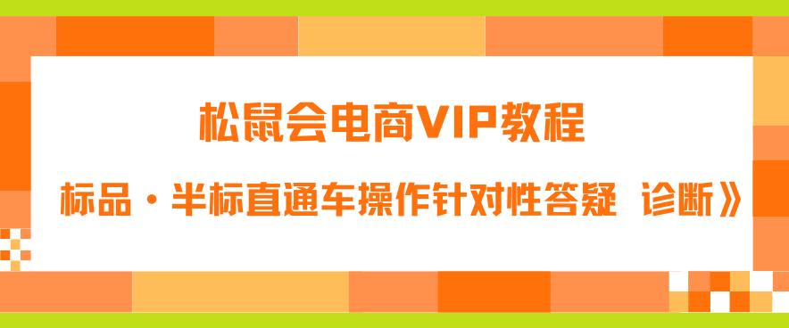 【副业项目6373期】松鼠会电商VIP教程：松鼠《付费推广标品·半标直通车操作针对性答疑&诊断》-知联副业