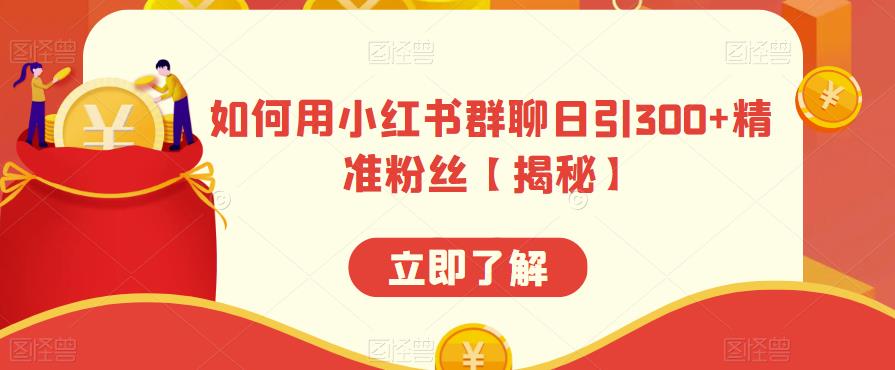 【副业项目6389期】如何用小红书群聊日引300+精准粉丝【揭秘】-知联副业
