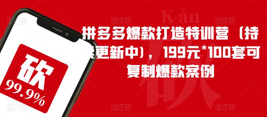 【副业项目6391期】拼多多爆款打造特训营（持续更新中)，199元*100套可复制爆款案例-知联副业
