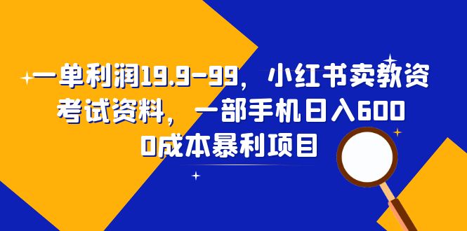 【副业项目6625期】一单利润19.9-99，小红书卖教资考试资料，一部手机日入600（教程+资料）-知联副业