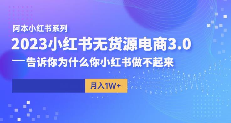 【副业项目6506期】阿本小红书无货源电商3.0,告诉你为什么你小红书做不起来-知联副业
