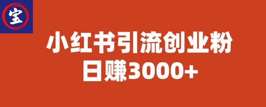 【副业项目6676期】宝哥小红书引流创业粉，日赚3000+【揭秘】-知联副业