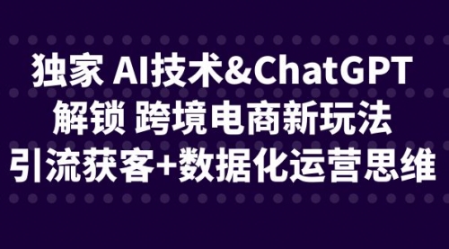 【副业项目6780期】独家 AI技术&ChatGPT解锁 跨境电商新玩法，引流获客+数据化运营思维-知联副业
