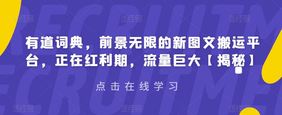 【副业项目6843期】有道词典，前景无限的新图文搬运平台，正在红利期，流量巨大【揭秘】-知联副业