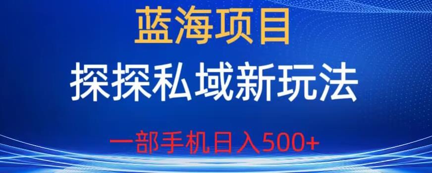 【副业项目6894期】蓝海项目，探探私域新玩法，一部手机日入500+很轻松【揭秘】-知联副业