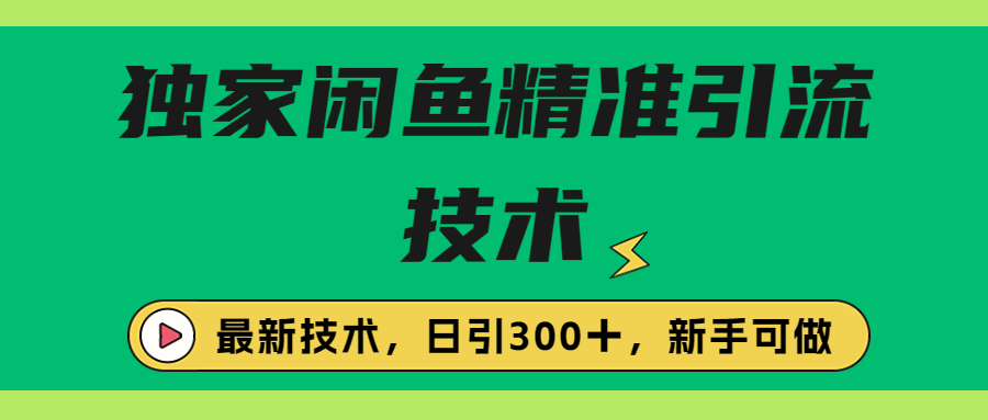 【副业项目6912期】独家闲鱼引流技术，日引300＋实战玩法-知联副业